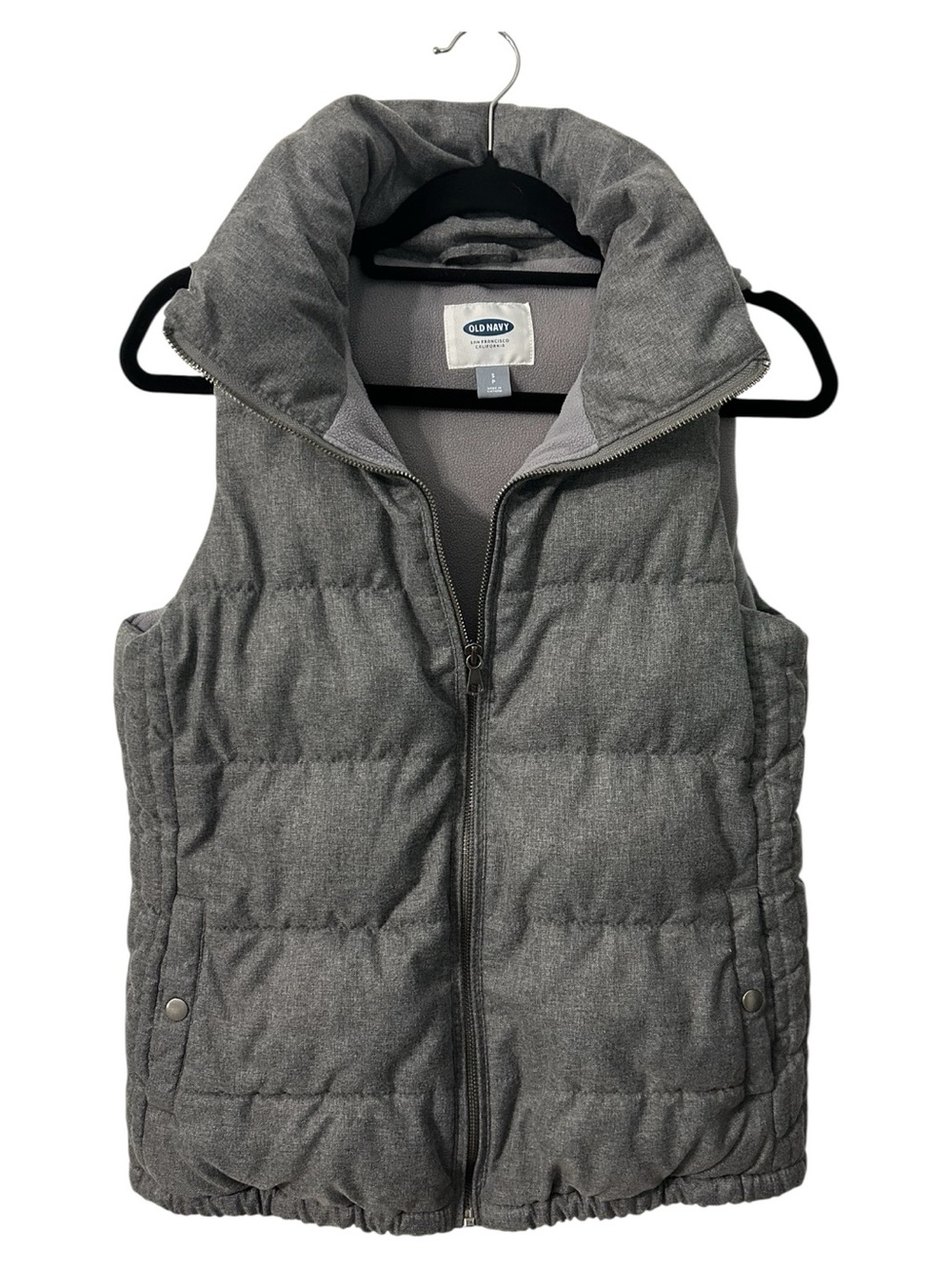Old Navy Fleece Lined Puffer Vest Heather Gray  Size Small EUC